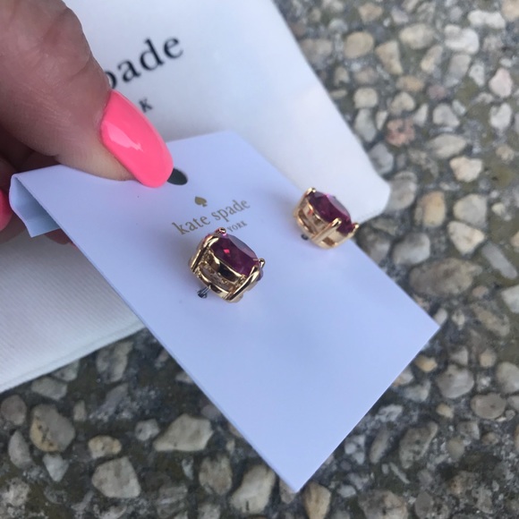 Kate Spade raspberry gemstone studs - Picture 3 of 7