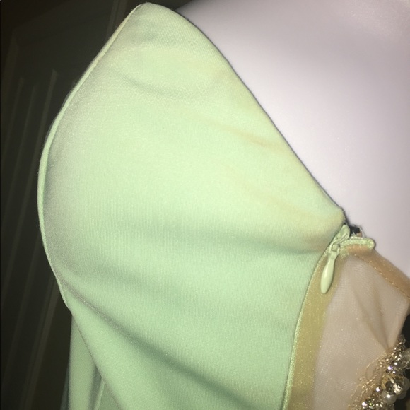 Mint green with embellishment couture evening gown - Picture 8 of 8