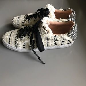 Zara Tweed Sneakers with Embellishment