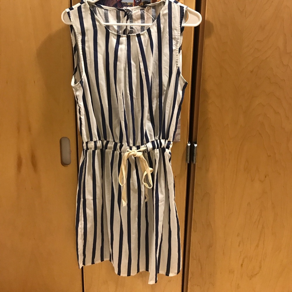 Navy & White striped dress