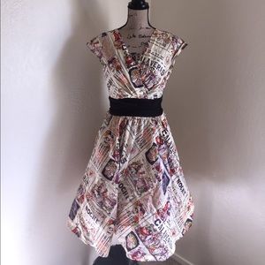 Dress, pin up dress, rockabilly dress, v-neck