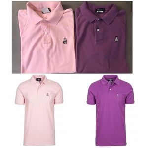TWO mens Psycho Bunny classic polo shirts