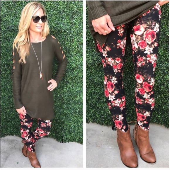 [ Last One ] Fall Floral Soft Leggings - Picture 2 of 3