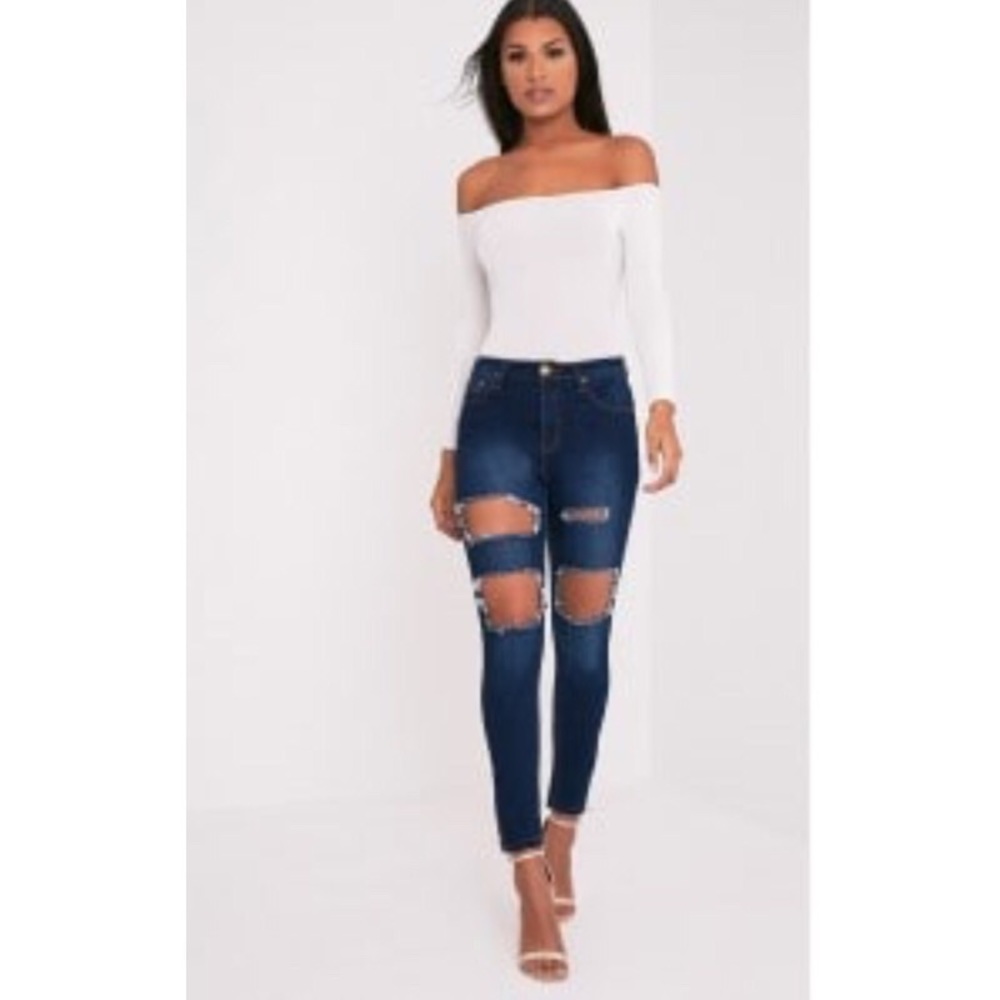 High waisted ripped skinny jeans