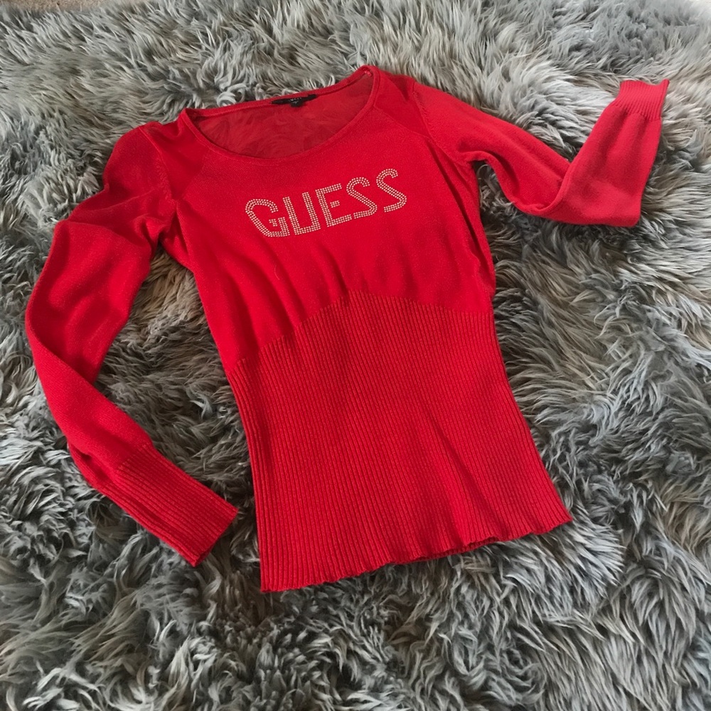 Guess red fitted sweater