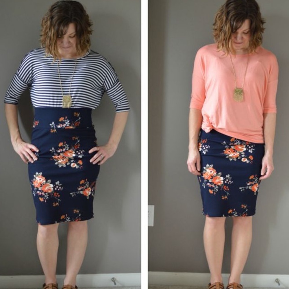 Lularoe Cassie Pencil Skirt in Floral Black