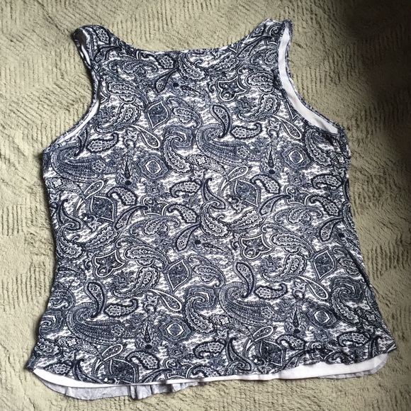 Blue and white front ruffle tank - Picture 4 of 4