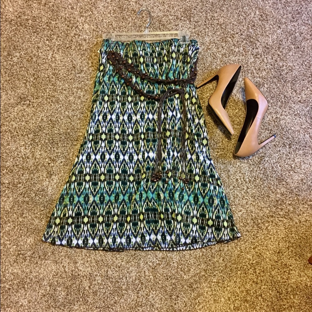 Bohemian look skirt with beaded belt.