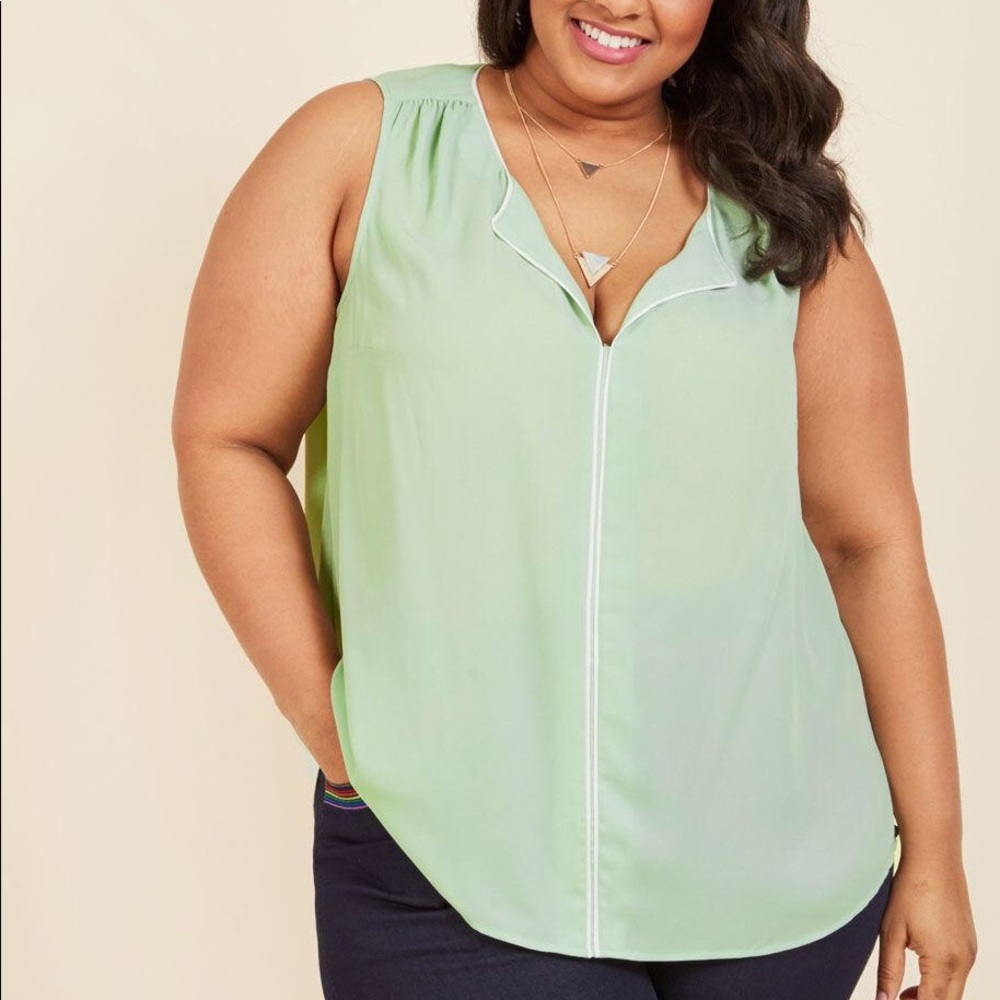 ModCloth Podcast Cohost Sleeveless Top in Green