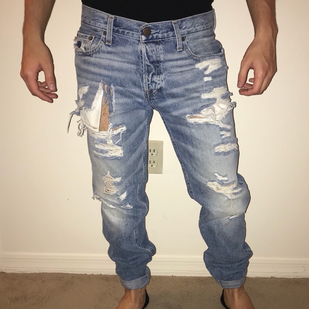 Distressed Hollister jeans for guys