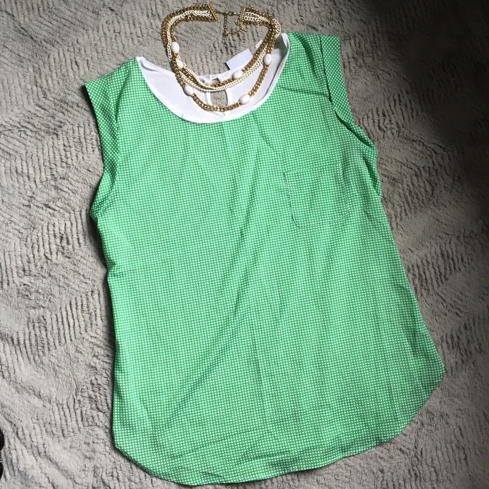 NY&Co Green and white Windowpane Tank