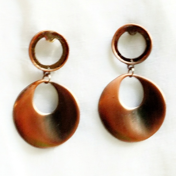 Vintage Jewelry - Vintage Mid-Century Modern Copper Earrings