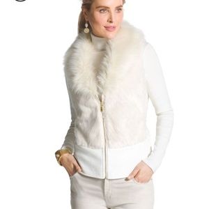 White faux fur vest