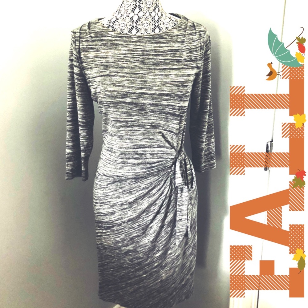 Grey and White Sweater Dress