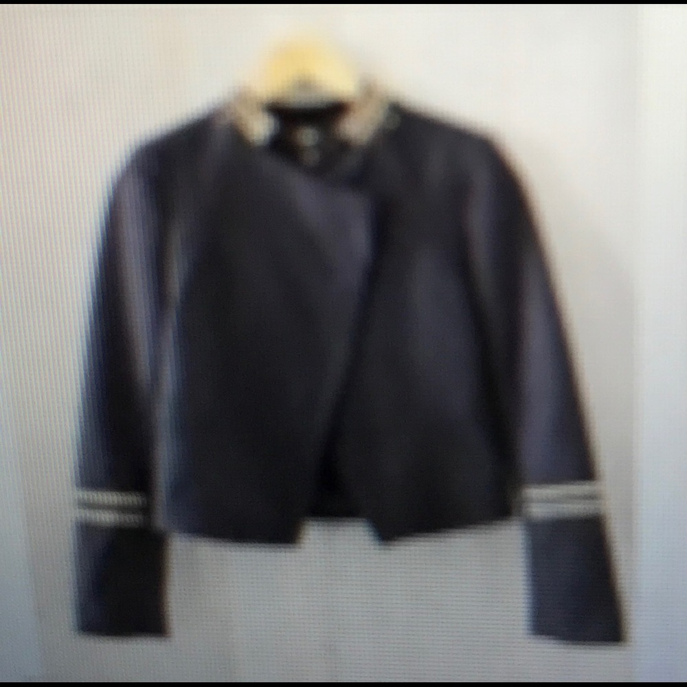 H&M navy blue Military moto wool blend jacket