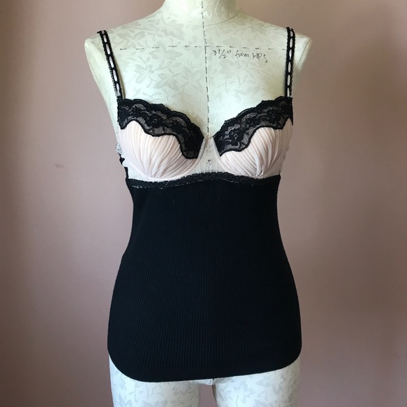 Boudoir lace bralette top with sweater knit - Picture 1 of 4