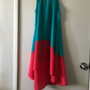 Aqua blue & coral Dress