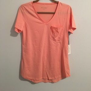 Coral V-neck Pocket Tee