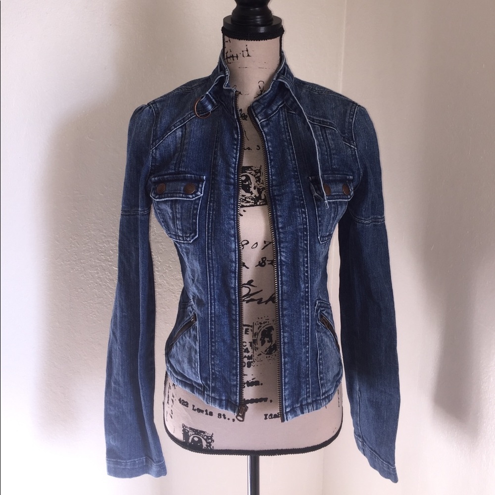Jacket, jean jacket, zip up jacket, zip up jean