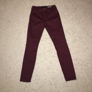 high waisted burgundy jeans