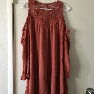 Orange mini open shoulder dress