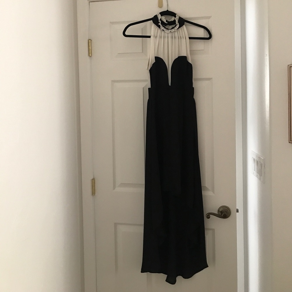 Black and white high/low cocktail dress
