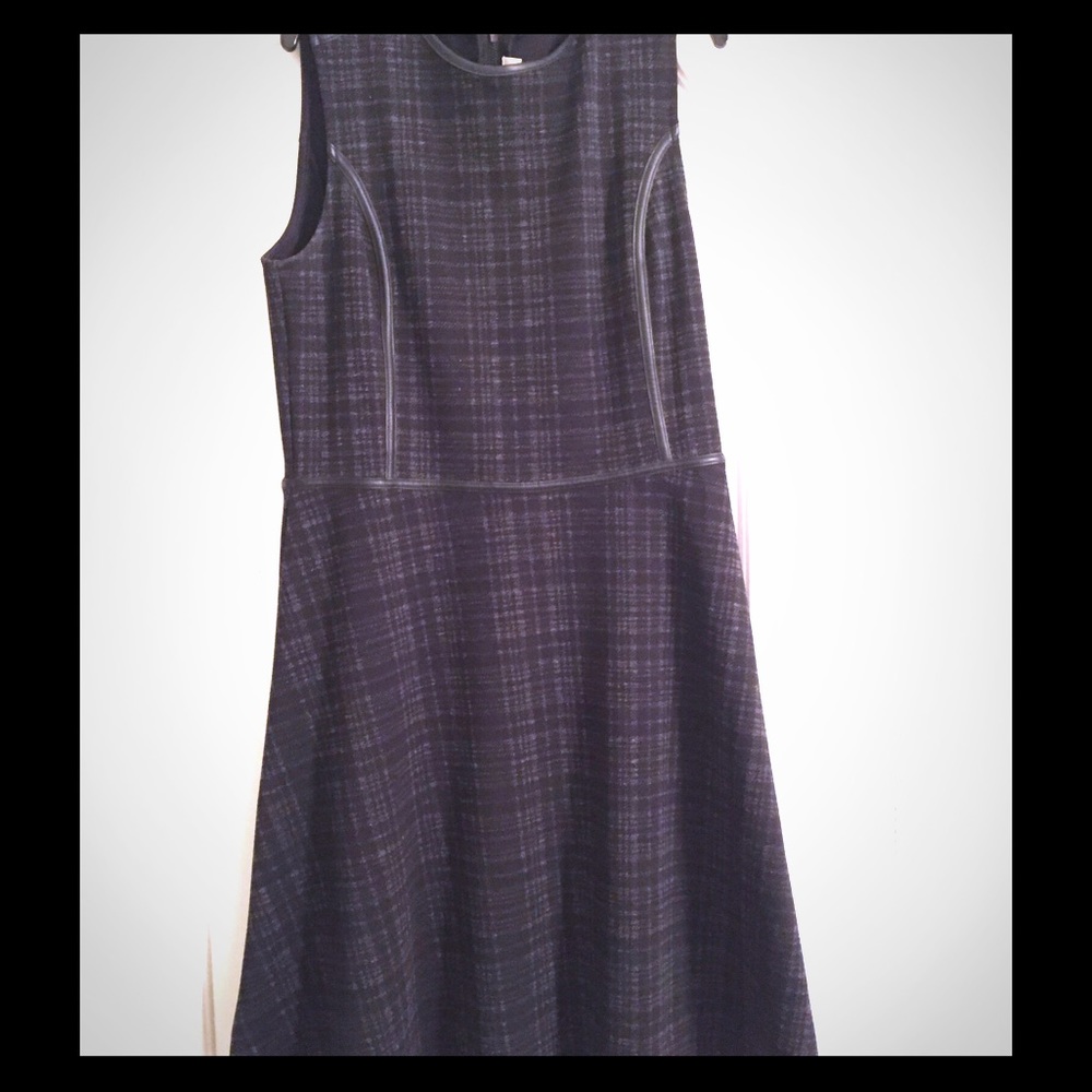 Loft Faux Leather Trim Knit Dress