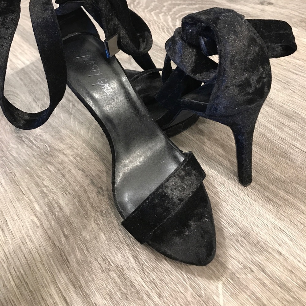 Nasty Gal Tie up Velvet Stilettos