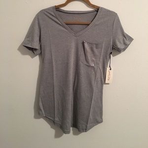 Gray V-neck Pocket Tee