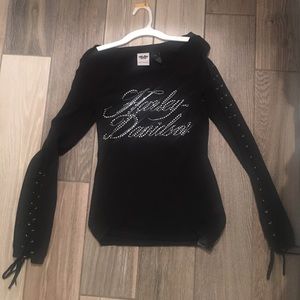 long sleeve, sparkle, knit, Harley Davidson top!