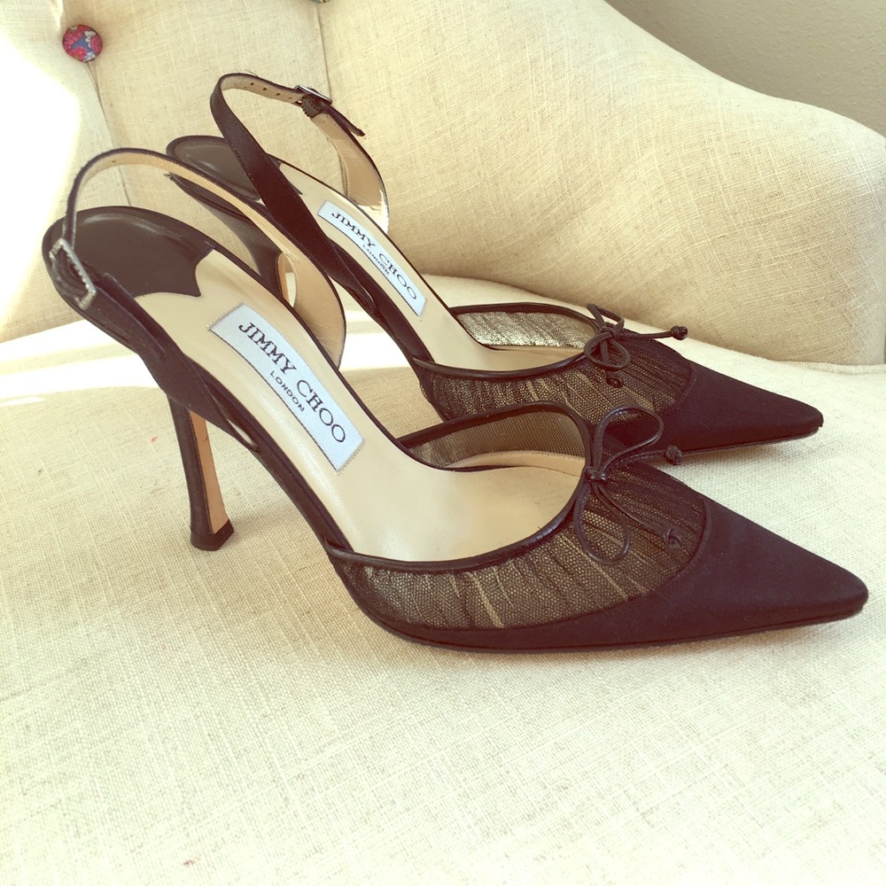 Vintage Jimmy Choo Mesh Slingback pumps