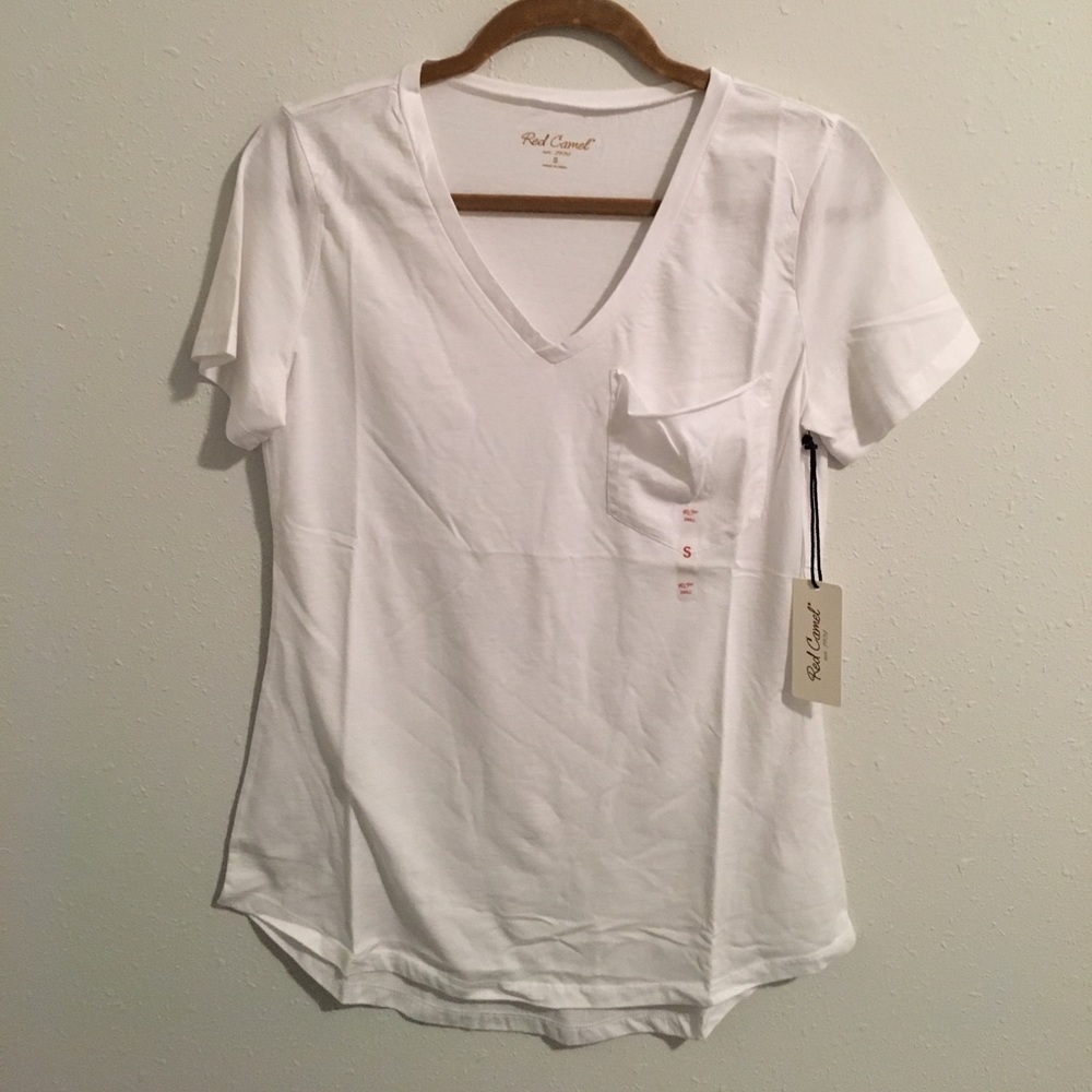 White V-neck Pocket Tee