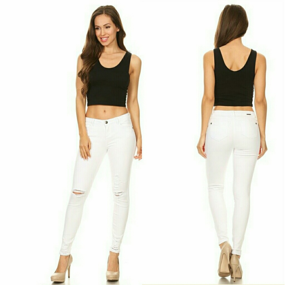 White ripped jeans