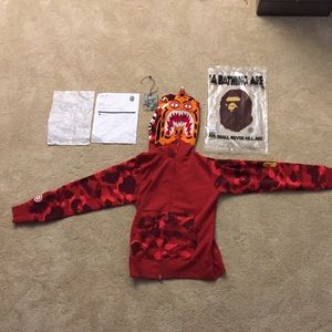 Bape Camo Tiger Full Zip Hoodie Men’s Red