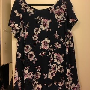 Torrid navy floral print top