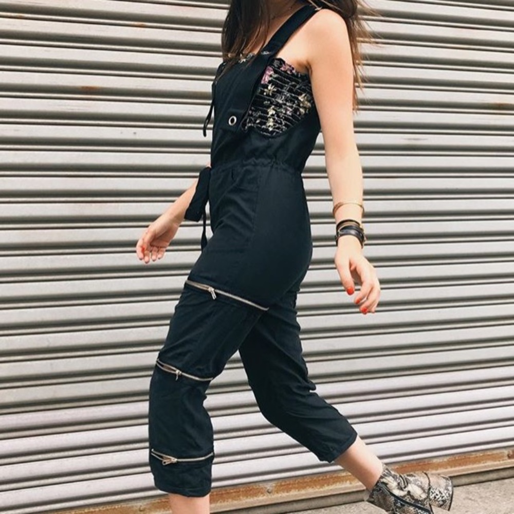 Lf BSBW black zip overalls SMALL NWT