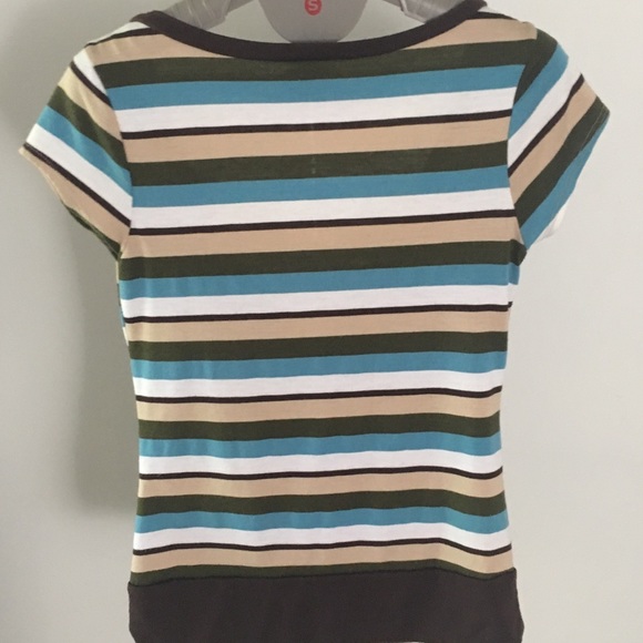 Body Central Striped V-Neck Short Sleeve Top - Picture 3 of 8