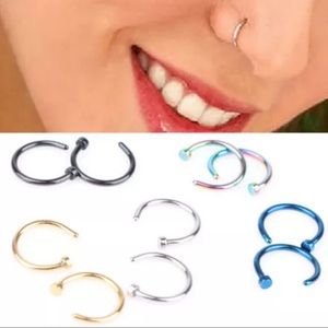 LAST GOLD SET!!! Two Gold Faux Nose Lip Rings Stainless Steel NEW