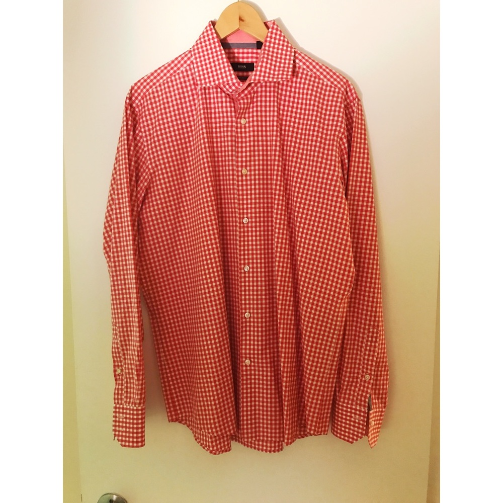 BOSS by Hugo Boss gingham collared button down