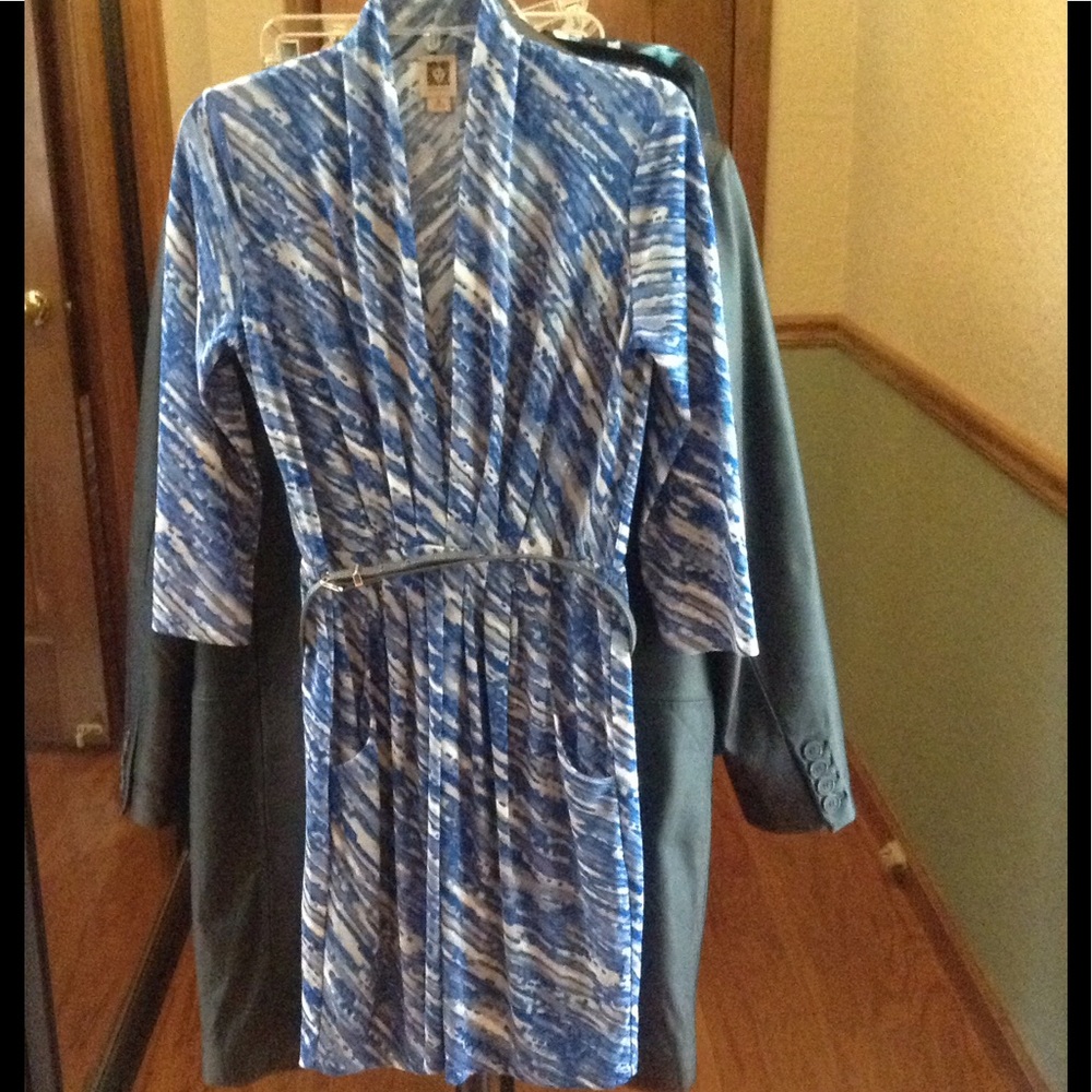 Anne Klein, blue w silver belt dress