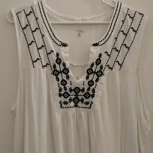Cream blouse with black embroidery