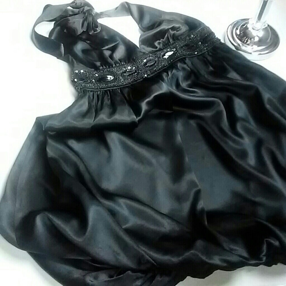 Kimora Lee Simmons Black 100% Silk Evening Dress
