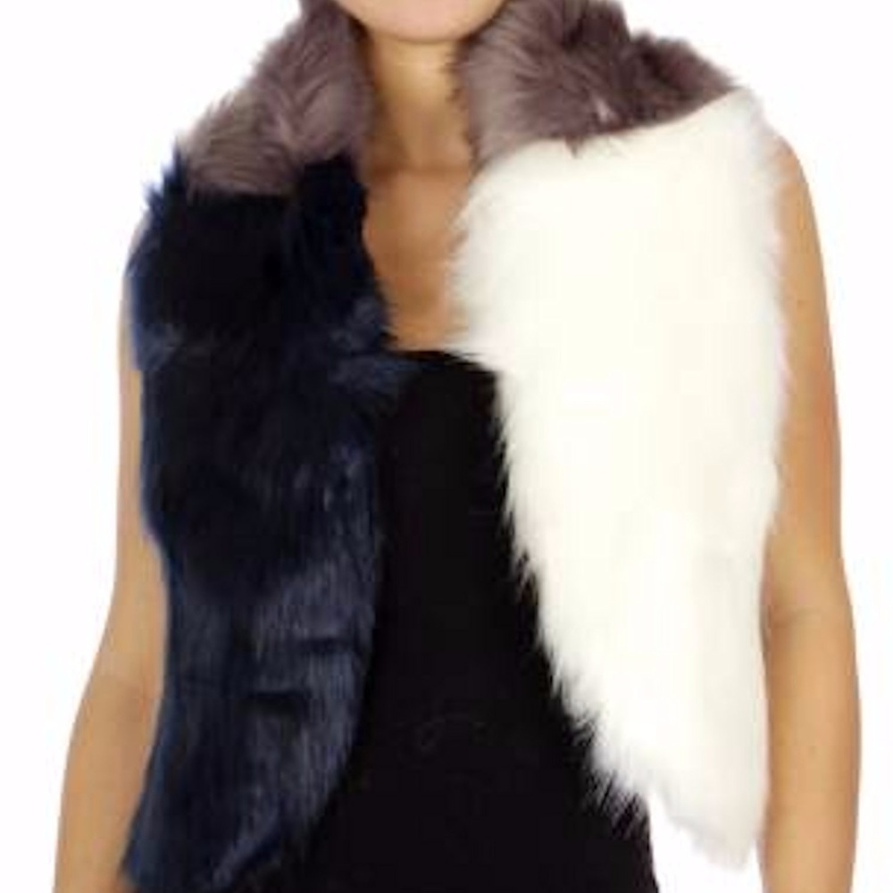 NEW COLOR BLOCK FAUX FUR SUPER SOFT SCARF