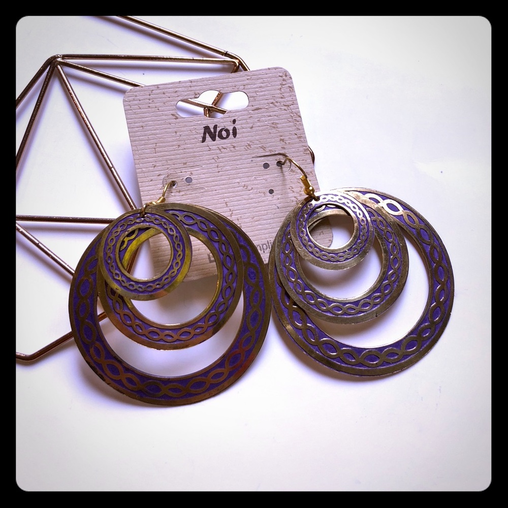 Purple and gold  dangle earrings