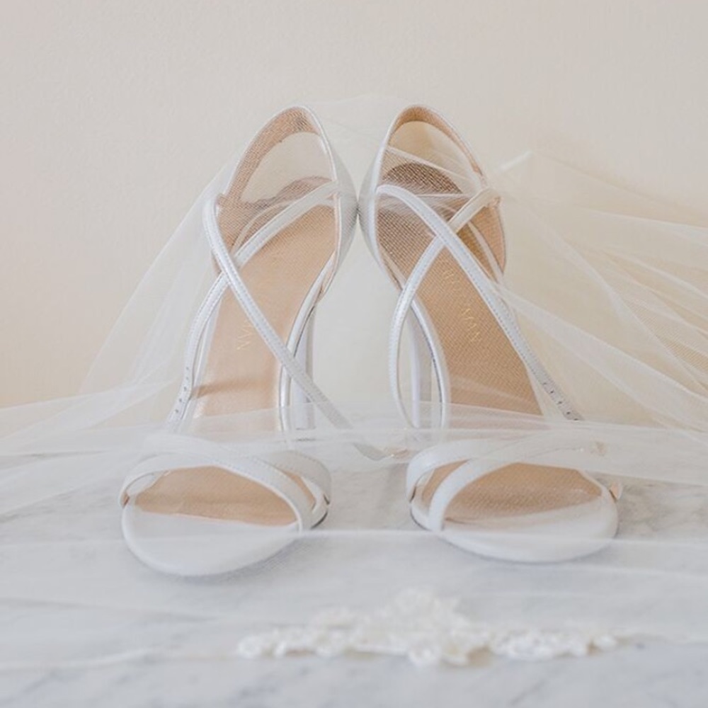 Stuart Weitzman White Open Toe Heel