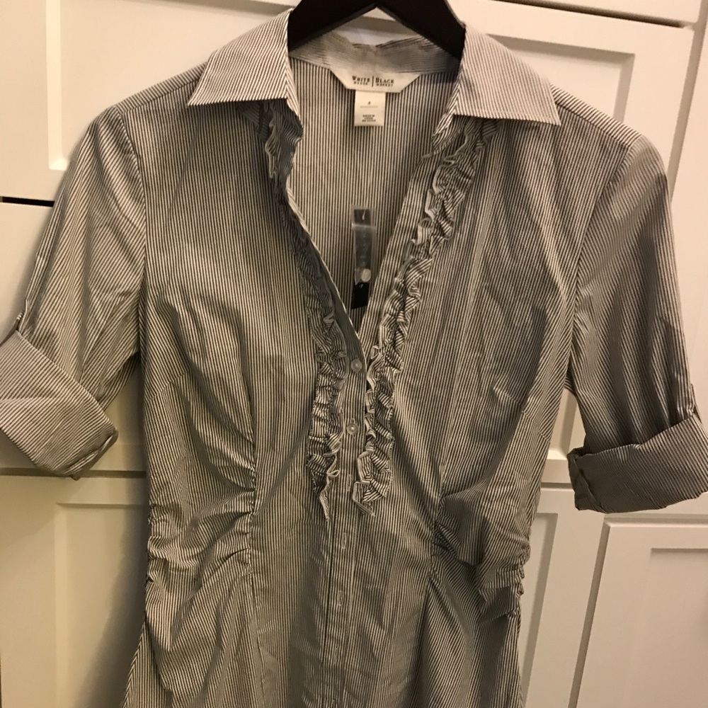 WHBM NWT Button Down with Ruffle Detail