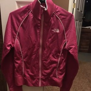 Women's hot pink north face jacket