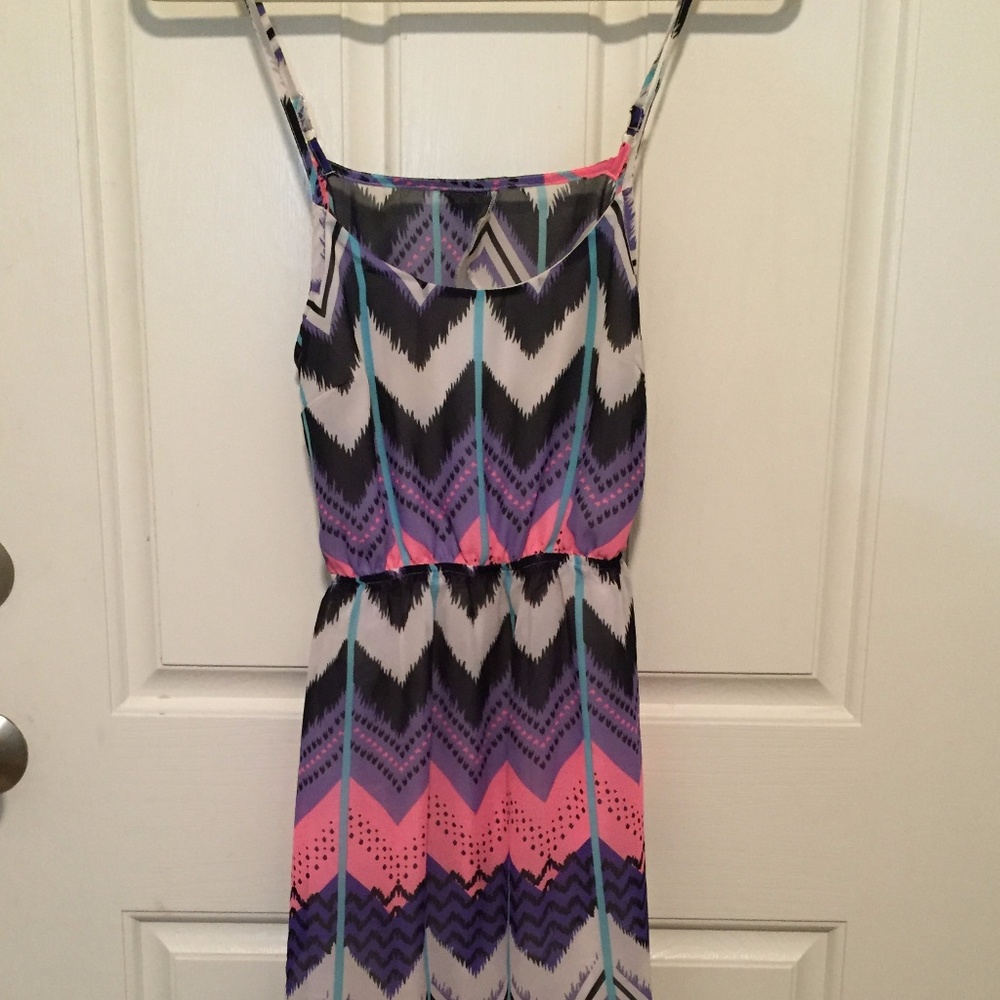 Backless Purple/Pink Chevron High Low