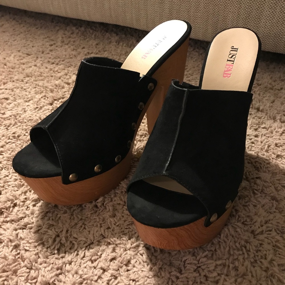 JustFab Suede/Wood Platform 👠 WMS 8.5M