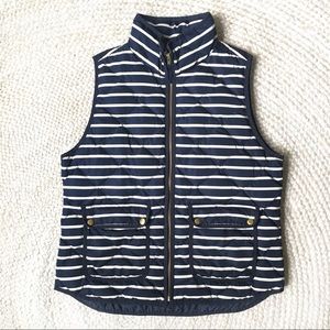 J. Crew Quilted Excursion Vest Navy Striped 👌🏻